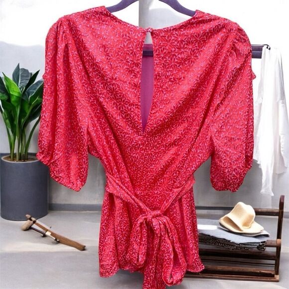 NWT New Ted Baker London Devonna Coral Floral Ruffle US 12/XL (TB 5) - Picture 7 of 12